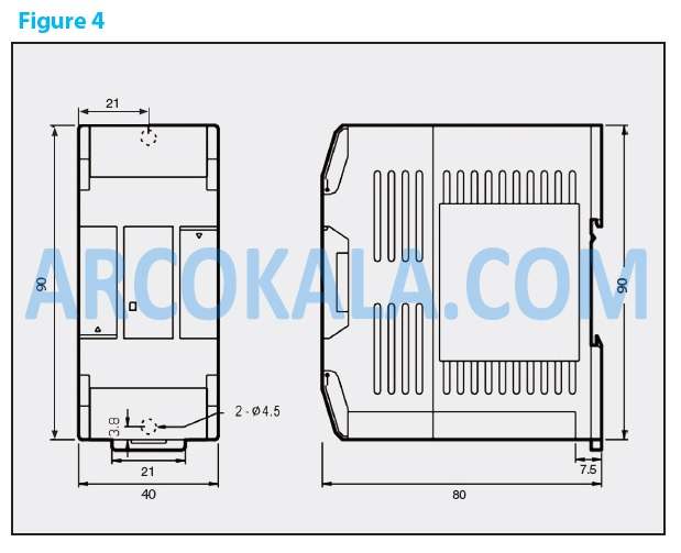 ابعاد ماژول توسعه دمای فتک Fatek FBS-2A4TC