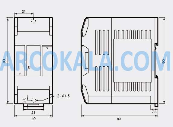 ابعاد ماژول توسعه دمای فتک Fatek FBS-6RTD