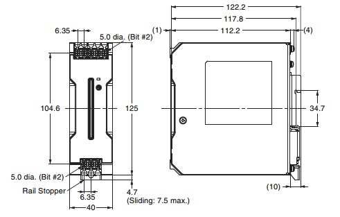 ابعاد منبع تغذیه امرن S8VK-C12024