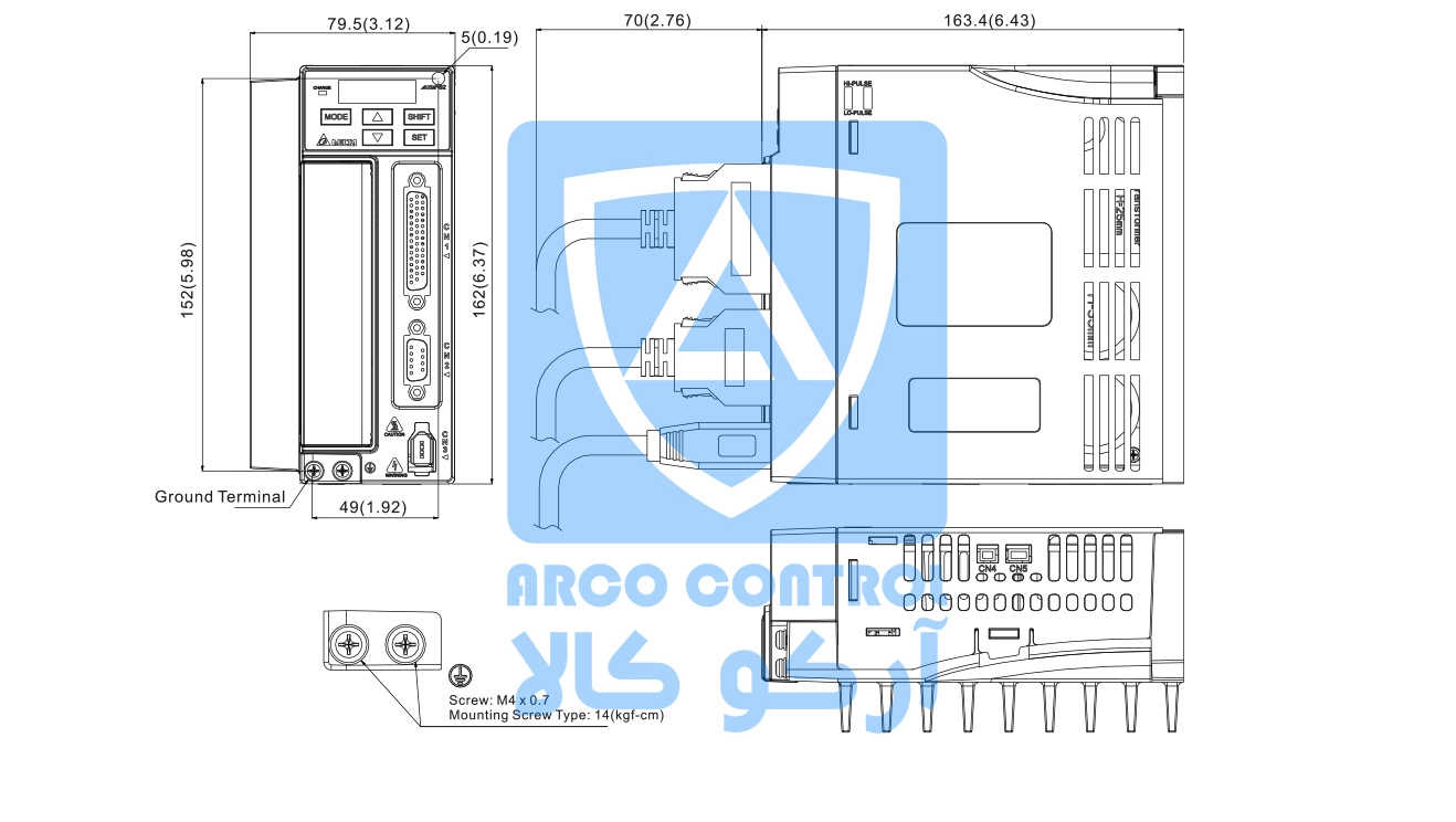 اندازه درایو دلتا برای توان 750 وات
