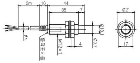 ابعاد سنسور القایی کوینو قطر12- IPX-D12-05E1RN