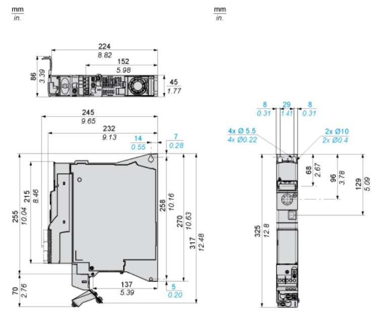 ATV320U06M2B ابعاد