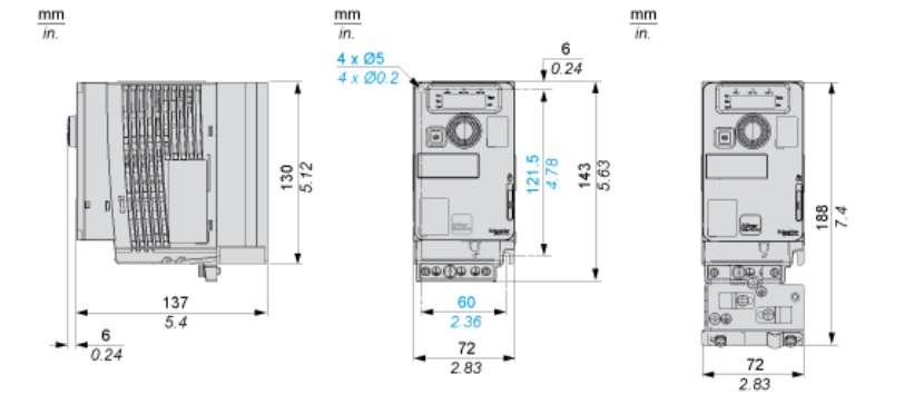 ATV320U06M2C ابعاد