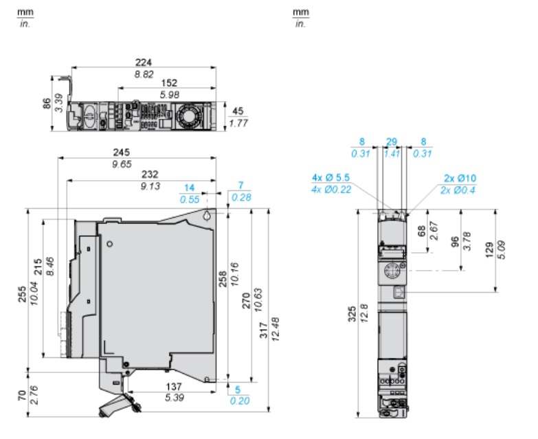 ATV320U07M2B ابعاد