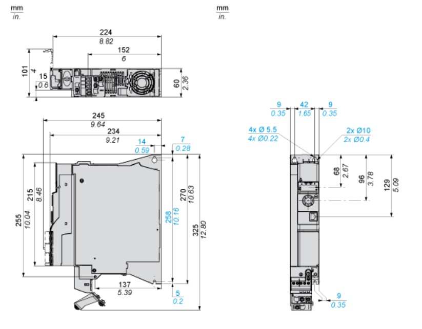 ATV320U22M2B ابعاد