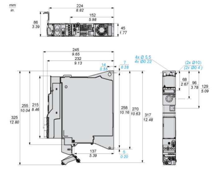 ATV32H018M2 ابعاد