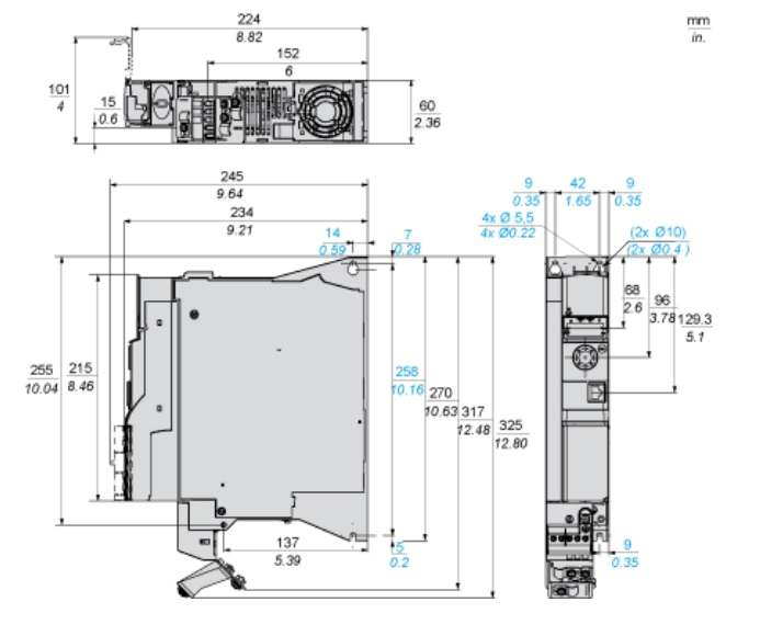 ATV32HU15M2 ابعاد