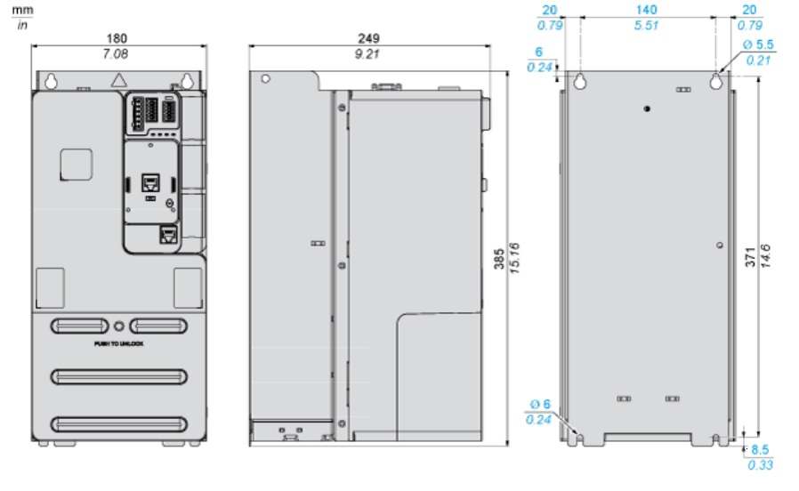 ATV340D22N4E ابعاد
