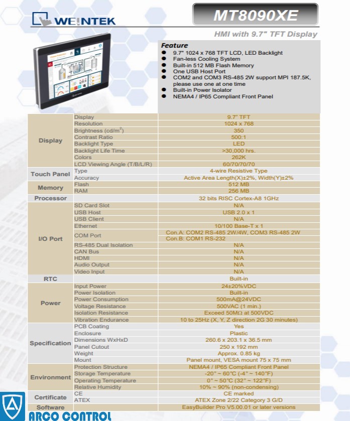 توضیحات کامل HMI وینتک مدل MT8090XE: