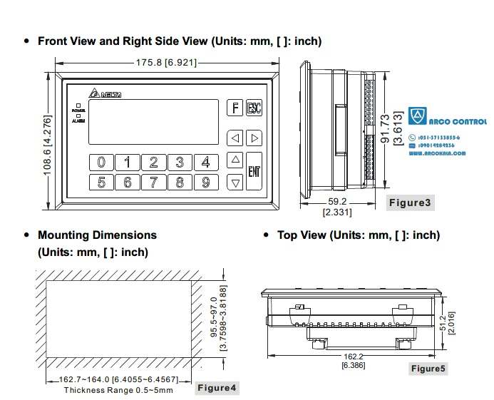 ابعاد HMI دلتا TP04P