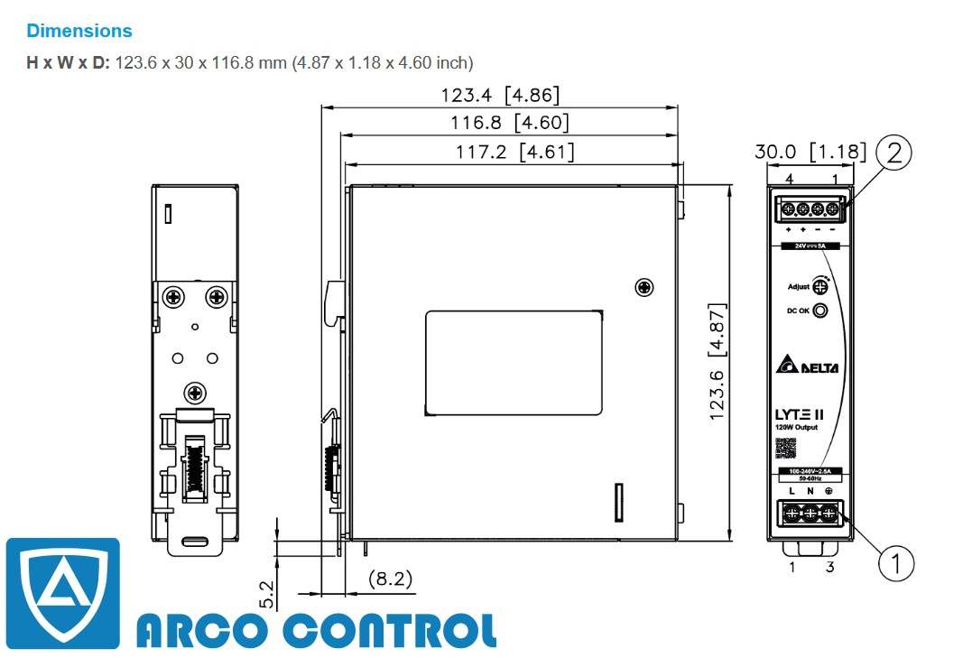 مشخصات فنی منبع تغذیه دلتا مدل DRL-12V120W1EN