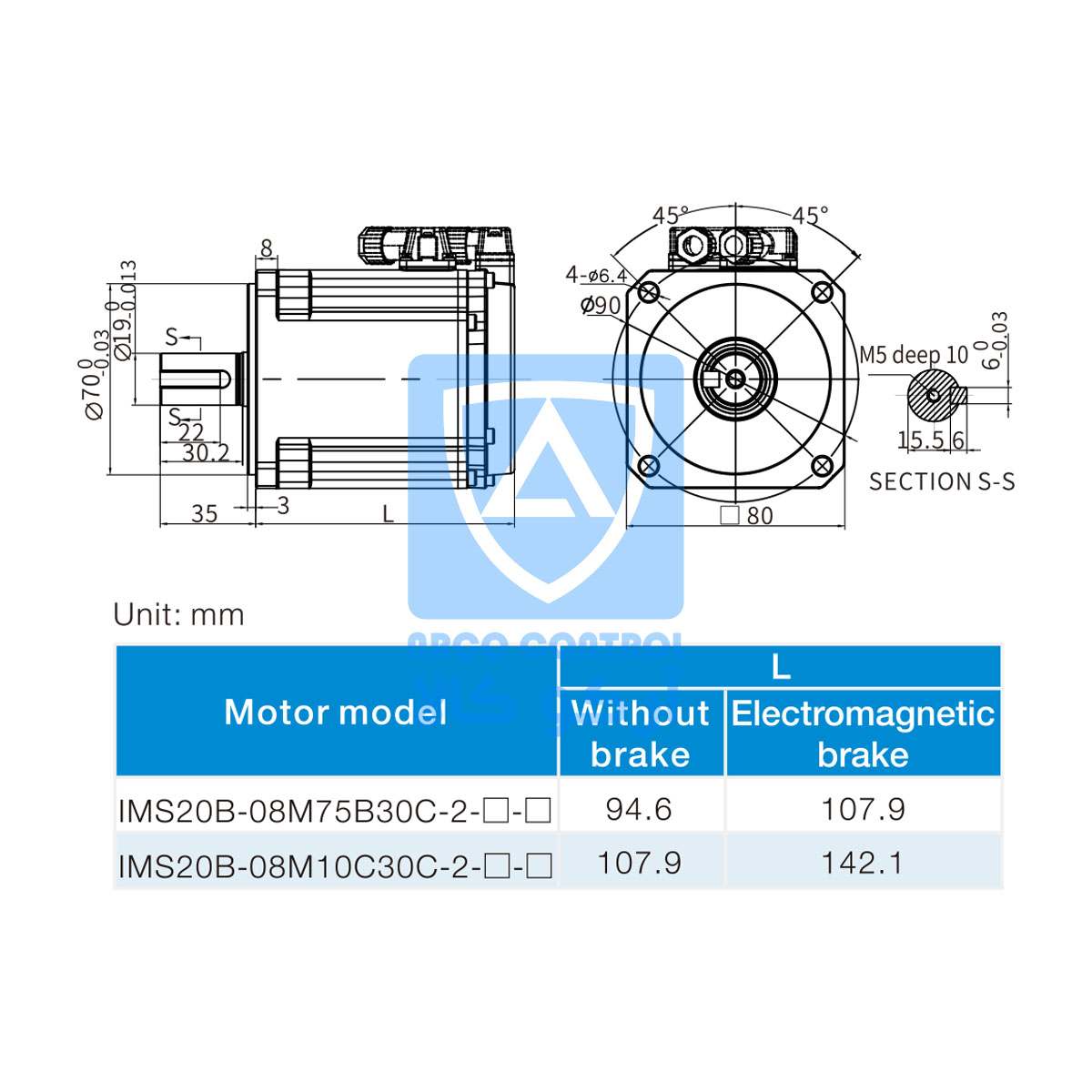 ابعاد سروو موتور اینوت B2