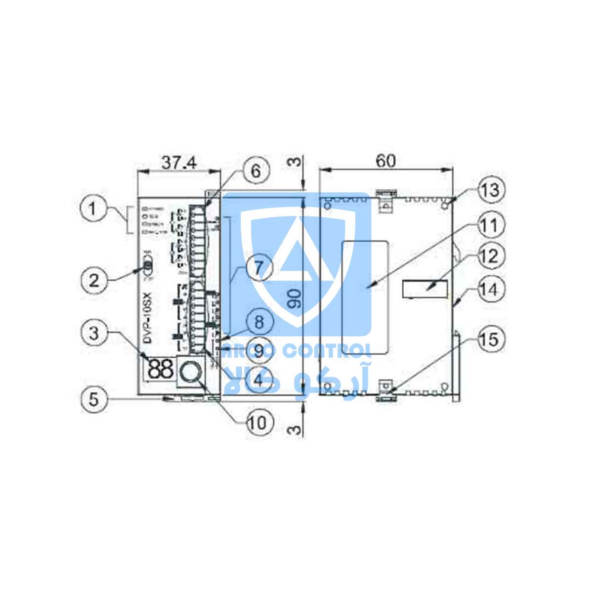 ابعاد DVP 10SX DELTA