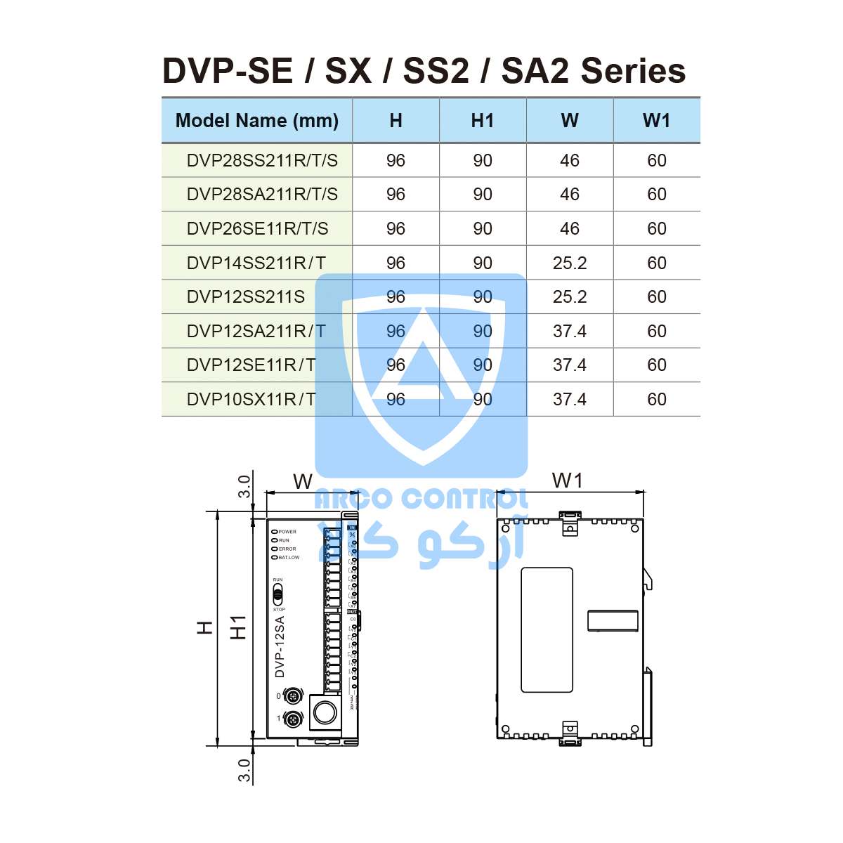 ابعاد PLC 26SE-SV-SS